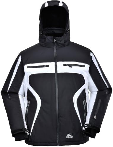 COX SWAIN TITANIUM Men 3-Layer Ski &amp; Snowboard Jacket Finley with RECCO and 15.000mm waterproof, Colour: Black/White - black zipper, Size: XXL