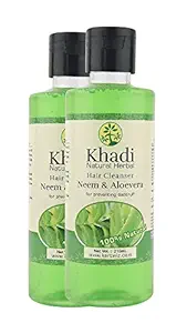 Khadi herbal Neem and Aloevera Shampoo - 210ml (Set of 2)