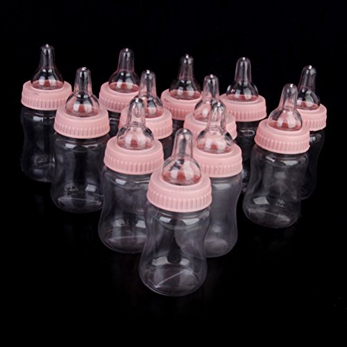 Tinksky Baby Shower Nuckelflasche Candy Box Mini Candy Flasche-Baby-Dusche-Geschenk-Box,12pcs (rosa) - 2