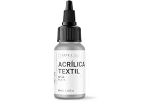 Arts & You Pintura Acrílica Textil 60ml Ideal para pintar Ropa y Tejidos | Pintura Fluida para manualidades en tela | Adhesión en Tejidos muy duradera (64 Plata)