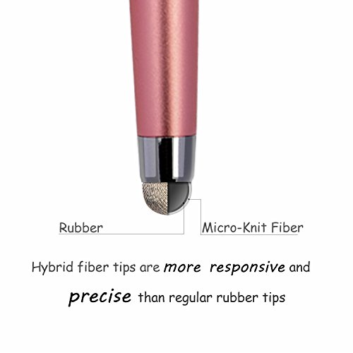 iBuger universal Stylus Eingabestift Touchstift mit 1 x Fiber Tip für Touchscreen Tablet Android Smartphone Samsung Iphone Apple Ipad -Rosa - 5