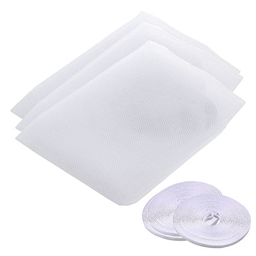 Preisvergleich Produktbild Efanty 3 Stück Fenster Insektenschutz Netz Mesh, Selbstklebendes Fliegengitter Gegen Insekten, Fliegen, Mücken, Moskitos, Motten - 1,3 x 1,5 m