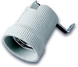 portalampara de porcelana voltech Porcelana Electraline 71140 - Portalámparas (rosca E27, porcelana, incluye escuadra de soporte)