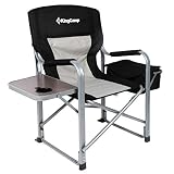 KingCamp Silla plegable de acero para servicio pesado / Silla de director con bolsa de enfriamiento y mesa auxiliar