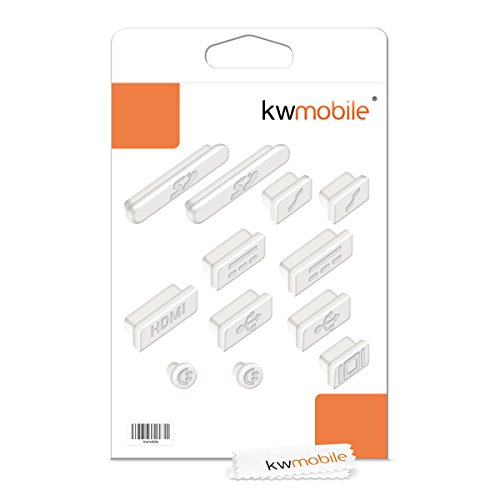 kwmobile 12in1 Set: 12er Staubschutz Set für Apple MacBook Pro 13″ 15″ Retina / Air 11″ 13″ (ab Mitte 2011) – Staubschutz Stecker Zubehör Dust Plug in Weiß - 6