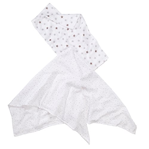 wellyou, Baby-Windeln, 2er Set, Stoff-Windeln, Multifunktions-Tuch für Jungen und Mädchen, Spuck-Tücher mit Sternen, in 80x80 und 120x120, 100% Baumwolle