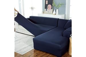 JLKC Housses de Canapé D Angle Couverture Canape En Forme L Couvre Gris/beige/bleu Housse Extensibles Avec Méridienne Gauche/Droite Protection Chat Chien 145-185cm