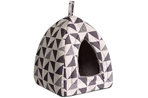 Hollypet Cat Bed Kitten Bed Self-Warming 2-in-1 Foldable Comfortable Igloo Triangle Pet Tent House, Gray Triangle