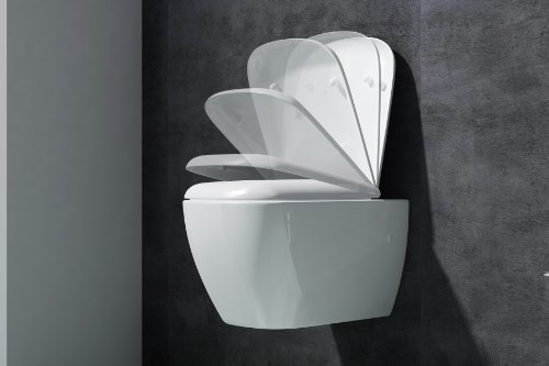 Edle Design Toilette / Hänge WC Aachen375, mit Silent Close Absenkautomatik, - 5