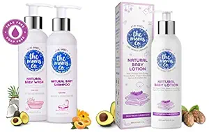 The Moms Co Natural Baby Lotion (400 Ml) And The Moms Co. All Natural Tear-Free Cleaning Bundle For Baby With Tear-Free Natural Baby Wash (200Ml)
