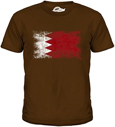 Candymix Bahrain Distressed Flag Unisex Kids T Shirt Boys/Girls/Toddler/children T-Shirt, Age 8, Colour Brown