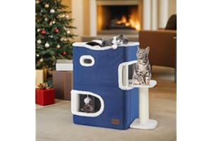 YITAHOME Grotte pour Chats d'intérieur avec Tire-rasphage, Boule et Plate-Forme - Maison, lit, Arbre de Base, Tour Mignonne