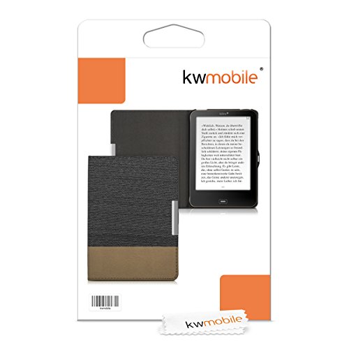 kwmobile Hülle für Tolino Vision 1 / 2 / 3 / 4 HD – Flipcover Case eReader Schutzhülle – Bookstyle Klapphülle Schwarz Braun - 7