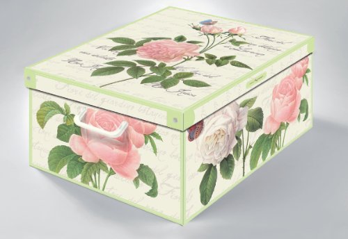 Praktische und dekorative Aufbewahrungsbox mit Tragegriffen und Deckel Motiv ROSE