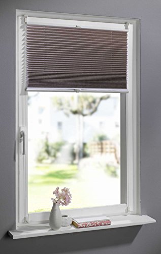 DECOLIA Klemmfix-Plissee verspannt mit Klemmträger, ohne Bohren/Schrauben,“Crush-Struktur“, blickdicht, Breite/Höhe: 120 x 130 cm, Farbe: mokka - 2