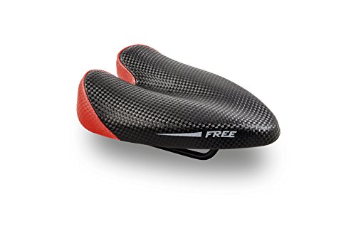 DUOPOWER Free Sillín de Bicicleta, Hombre, Negro/Rojo, 132 mm - DUOPOWER