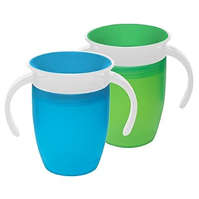 Munchkin Tasse Miracle 360ᵒ à petites gorgées, 207 ml, vert/bleu, lot de 2