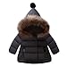 Produktbild Longra Baby Kinder Junge Mädchen Daunenmantel Daunenjacken mit Fellkapuze Unisex Kinder Herbst Winterjacke Kapuzenmantel Trenchcoat Warm Kinder Kleidung (0-5Jahre) (100CM 2Jahre, Black)