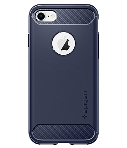 Spigen Rugged Armor  Funda  para iPhone 8 7  rugosa  absorci  n de golpes  dise  o de fibra de carbono   Azul  Midnight Blue 