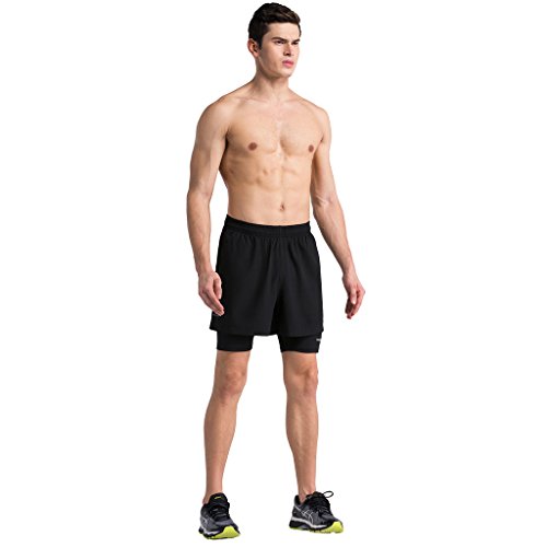 2-FITNESS Herren Laufhose kurz, 2 in 1 hose, 2 Farben, Gr. M bis XXL - 4