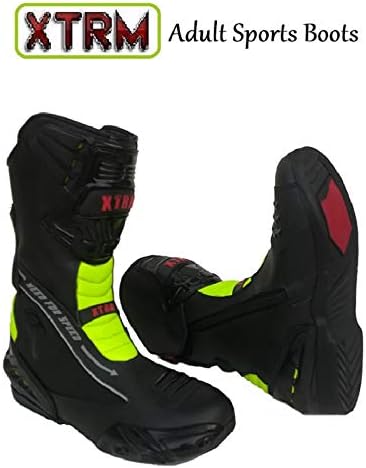 XTRM Motorbike Sports Wear Evo Semi Motorcycle Biker Adventure Reinforced Leather Adult Racing Boots - Black/Yellow