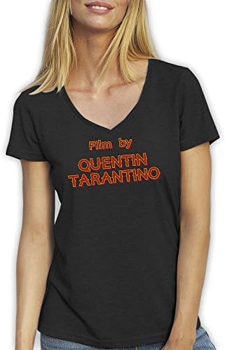 Film by Quentin Tarantino Black T-Shirt V Neck for Ladies Small