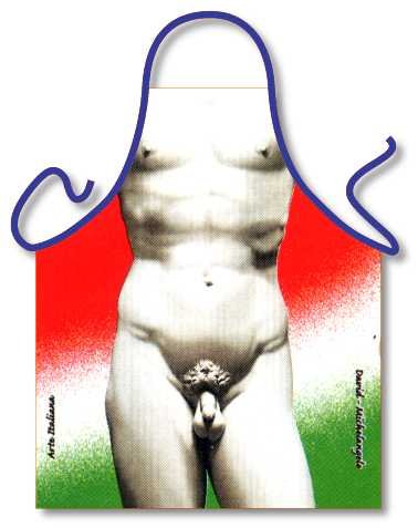 ITATI Delantal David Michelángelo, delantal sexy con diseño hombre, delantal para parrilla, delantal para cocina