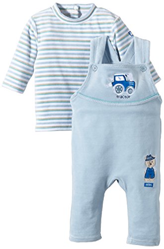 Julius Hüpeden Baby Boys Velours im Set Happy Farm Dungarees, Blue (Baby Blue), 0-3 Months (Herstellergröße: 56)
