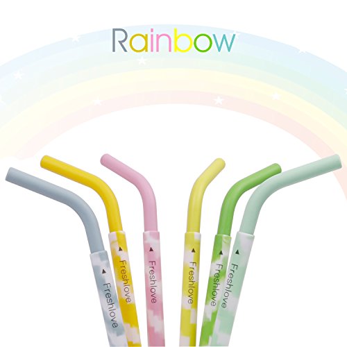Freshlove Wiederverwendbare Smoothie Straws (x6) für gesunde Zähne. Biegsame passen in jede Wasserflasche . Breit genug für Smoothies. - 3