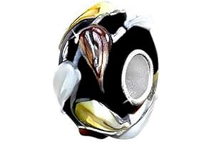 MATERIA by Matthias Wagner 3D Blumen Glas Bead schwarz weiß gelb braun Anhänger für European Armband 1030