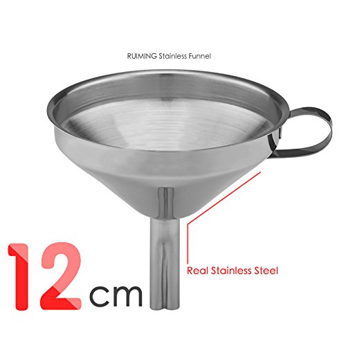 OUNONA 12cm Trichter mit Sieb Edelstahl für die Übertragung von flüssigen Flüssigkeiten Trockene Zutaten Pulver - 5