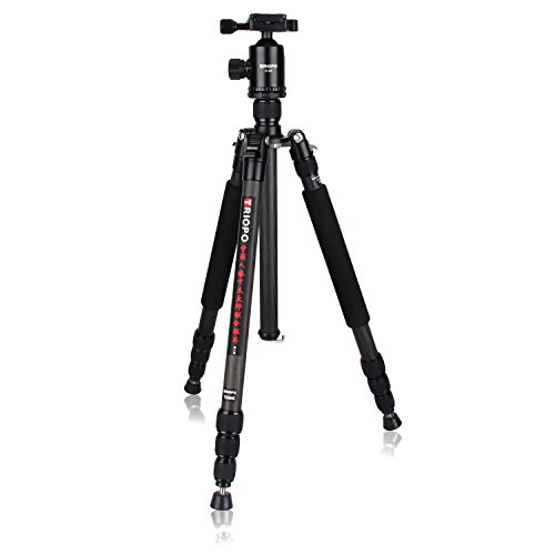 TRIOPO Carbon Kamera Stativ 360-Panorama-Kugelkopf Reisestativ Einstellung der Hhe durch Schnalle :480mm-1685mm Gewicht:1580g Belastbarkeit:bis 10000g