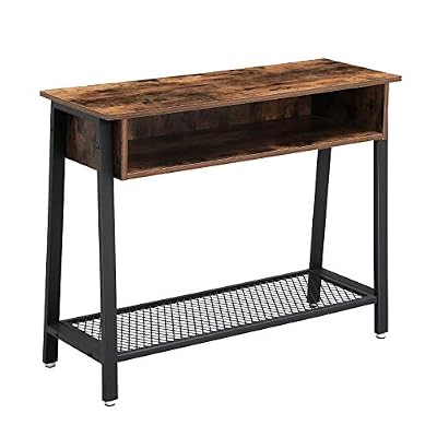 VASAGLE Table d’entrée Vintage, Table de Console, avec Étagère en Treillis et Casier Ouvert, Bout de canapé, pour Couloir, Salon, Bureau, Armature métallique Stable LNT93X