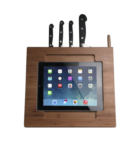 CTA Digital Bambus Tablet-Ständer Halterung für iPad Air und iPad 2/3/4 Verstellbar mit Integriertem Messerblock und Eingabestift Stylus – Natur - 10