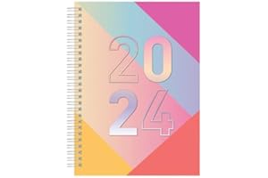 SIXSTORE Day to Page 2024 A5 Diary Wiro Spiral Day a Page 2024 Diaries Geometric