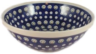 Polish Pottery Boleslawiec Bowl, Deep Serving Bowl, 24cm in PEACOCK pattern