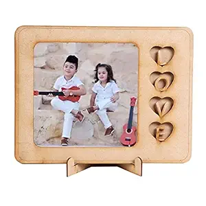 Anudas Golden Printed Personalized Gift Wooden Photo Frame with Customized Photos, Message for Birthday for Sister, Brother, Friends, Mom, Dad, Couple || WOOD ||