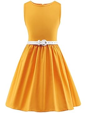 LUOUSE Mädchen 1950er Vintage Retro Tupfen Kleid Hepburn Stil Kleid Party Kleid