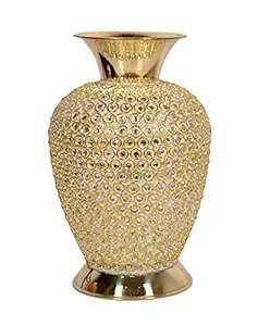 Skywalk Hand Crafted Metal Flower Vase for Home Decoration (Golden, Standard Size, 12 Inch)