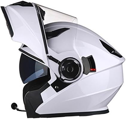 YRTK Motorcycle Helmets Men's Full-Face Helmets Cover With Bluetooth Four Seasons Flip-Up Helmets Hard Hat Electric,A-XXL（59-60cm）