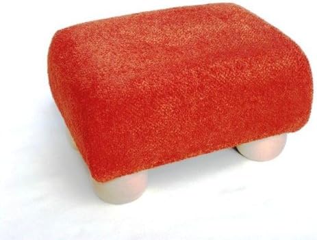 Small Luxury Fabric Footstool with Natural Wood Feet