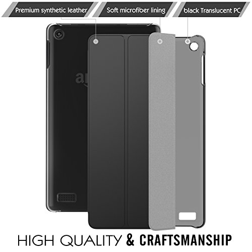 MoKo Hülle für All-New Amazon Fire 7 Tablet (7 Zoll – 7. Generation, 2017 Modell) – Ultra Slim Lightweight Schutzhülle Smart Cover Case mit Auto Sleep/Wake up Funktion, Standfunktion für das neue Fire 7 2017, Schwarz - 3