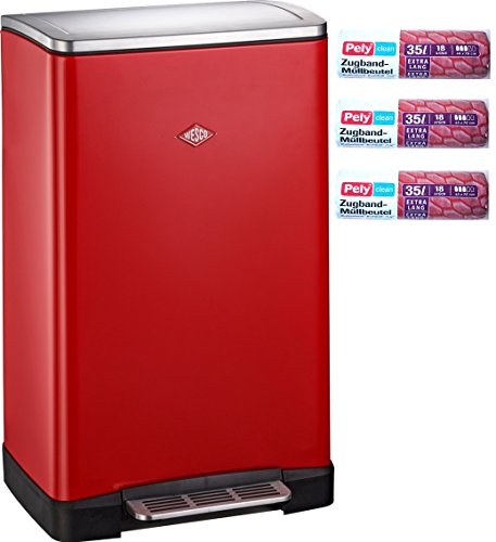 Preisvergleich Produktbild Set aus Wesco Big Double Boy rot 2x18 Liter zur Mülltrennung und 54 Stück optimal passende Müllbeutel