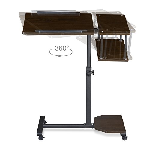 Relaxdays Laptoptisch höhenverstellbar XL HBT: 100 x 77 x 40 cm Großer Notebook Tisch als Sofatisch und Beistelltisch mit 4 bremsbaren Rollen für Tablet mit Mouse Ablage und Antirutsch-Leiste, schwarz - 5