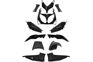 one by camamoto kit carénage complet carrosserie plastique compatible avec (cod 77380003 complet en abs 12 pcs couleur noir brillant compatible avec yamaha t-max 500 année 2001 à 2007)