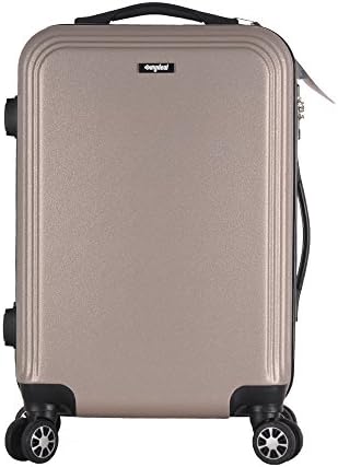 EFORINK ABS Hardshell Luggage Suitcase Travel Trolley 4 Wheel Spinner Lightweight Cabin Luggage ( 20", Champagne )