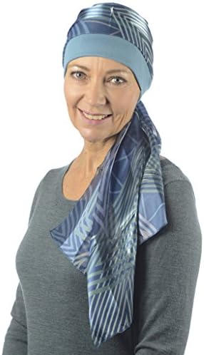 Chemotherapy Headwear Jersey Cotton Chemo Hat With a Chiffon Scarf Attached For Hair Loss, Cancer, Chemo and alopecia