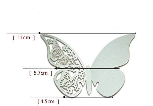 ElecMotive 50 St¨¹ck 3D Schmetterlinge Abnehmbar Wandtattoos Wandsticker Lesezeichen Namenkarte mit Hohl-Muster in den Fl¨¹geln f¨¹r Geschenk Hochzeit Party Haus Deco mit Klebepunkten zur Fixierung (Pink) - 5