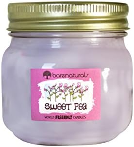 Scented Candle | Handmade Sweet Pea Natural Scented Jar Candle for Christmas Home Decor, Meditation, Stress Relief | Small, 40-60 Hours Burn Time