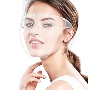 Facial Protection and Mouth Shield, face Covering Safety Face Shields with Glasses Frames, Glasses Full Face Covering, Protective Face Shield and Reusable Goggle Shield